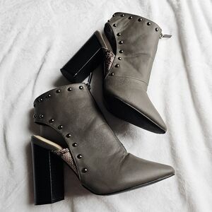 Studded Gray Ankle Boots
